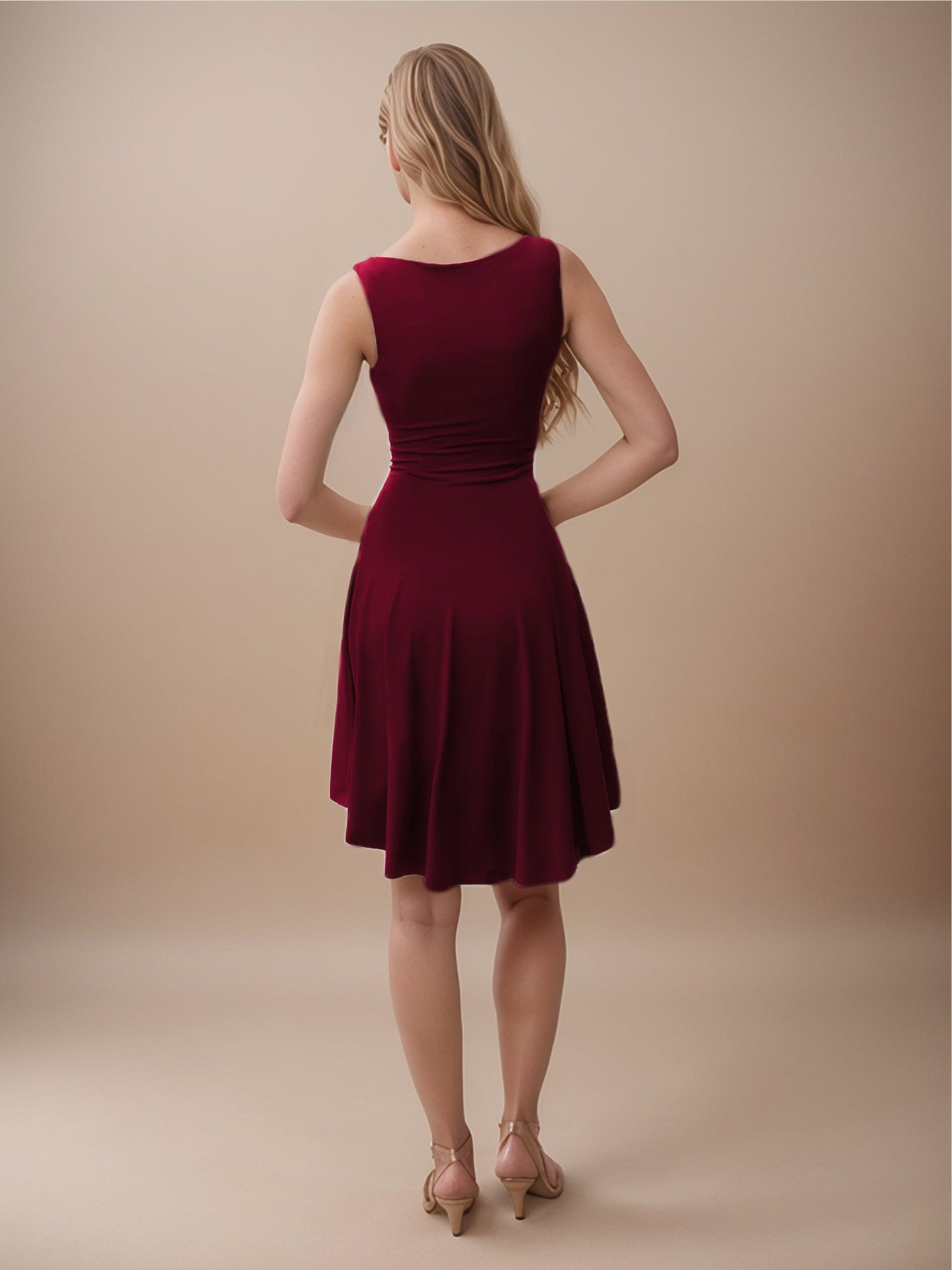 Buy High-Low Round Neck Sleeveless Mini Dress by Faz