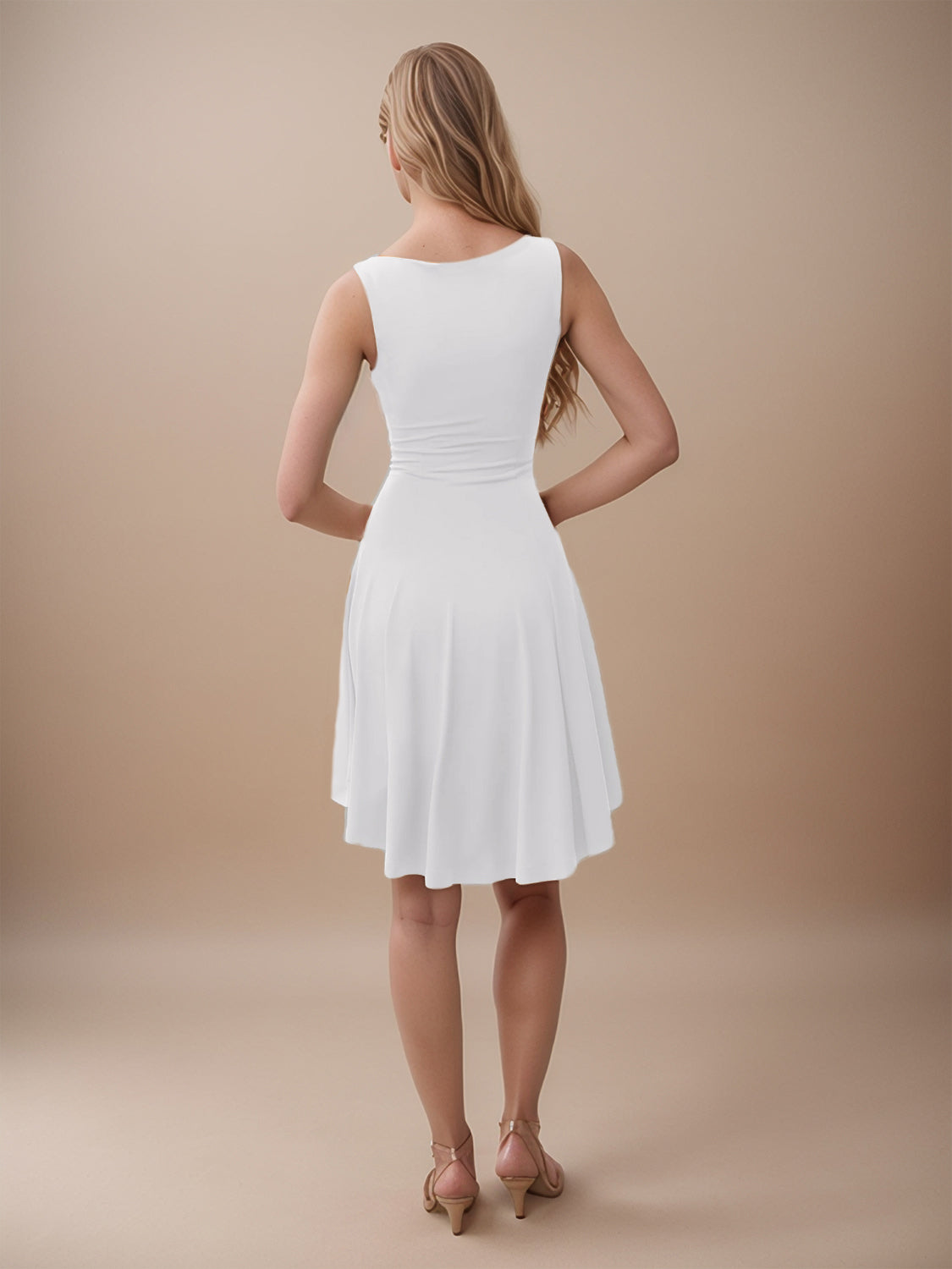 Buy High-Low Round Neck Sleeveless Mini Dress by Faz