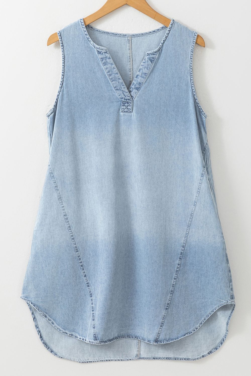 Buy Wash Notched Sleeveless Mini Denim Dress by Faz