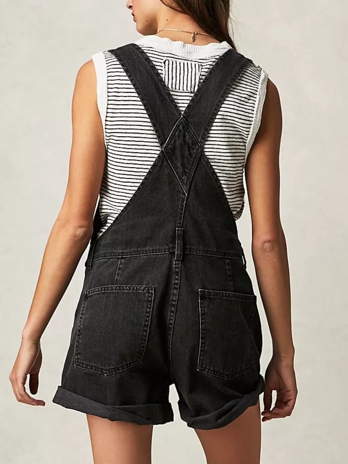 Buy Square Neck Wide Strap Denim Overalls by Faz