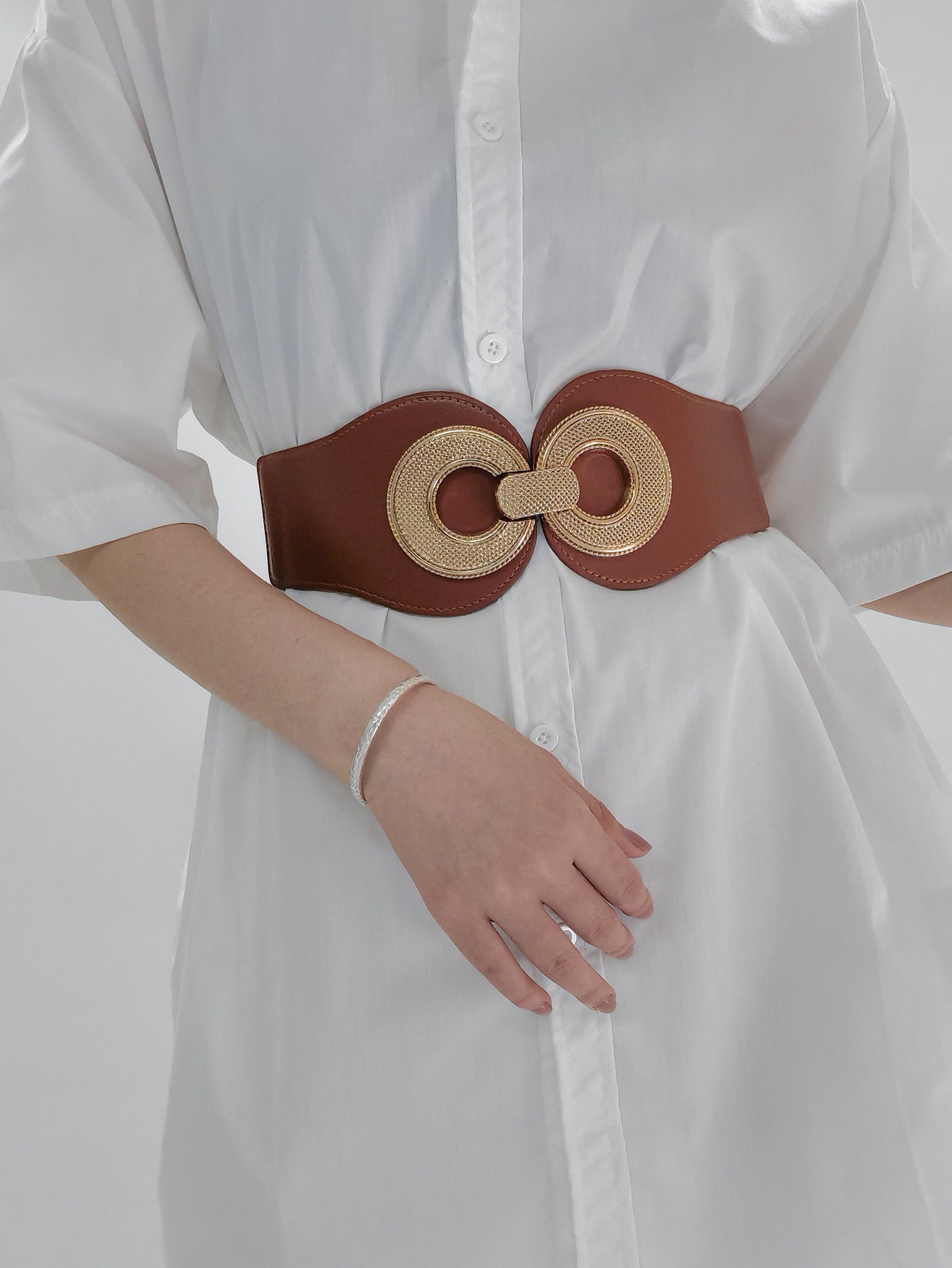 Buy Alloy Buckle Elastic PU Belt by Faz