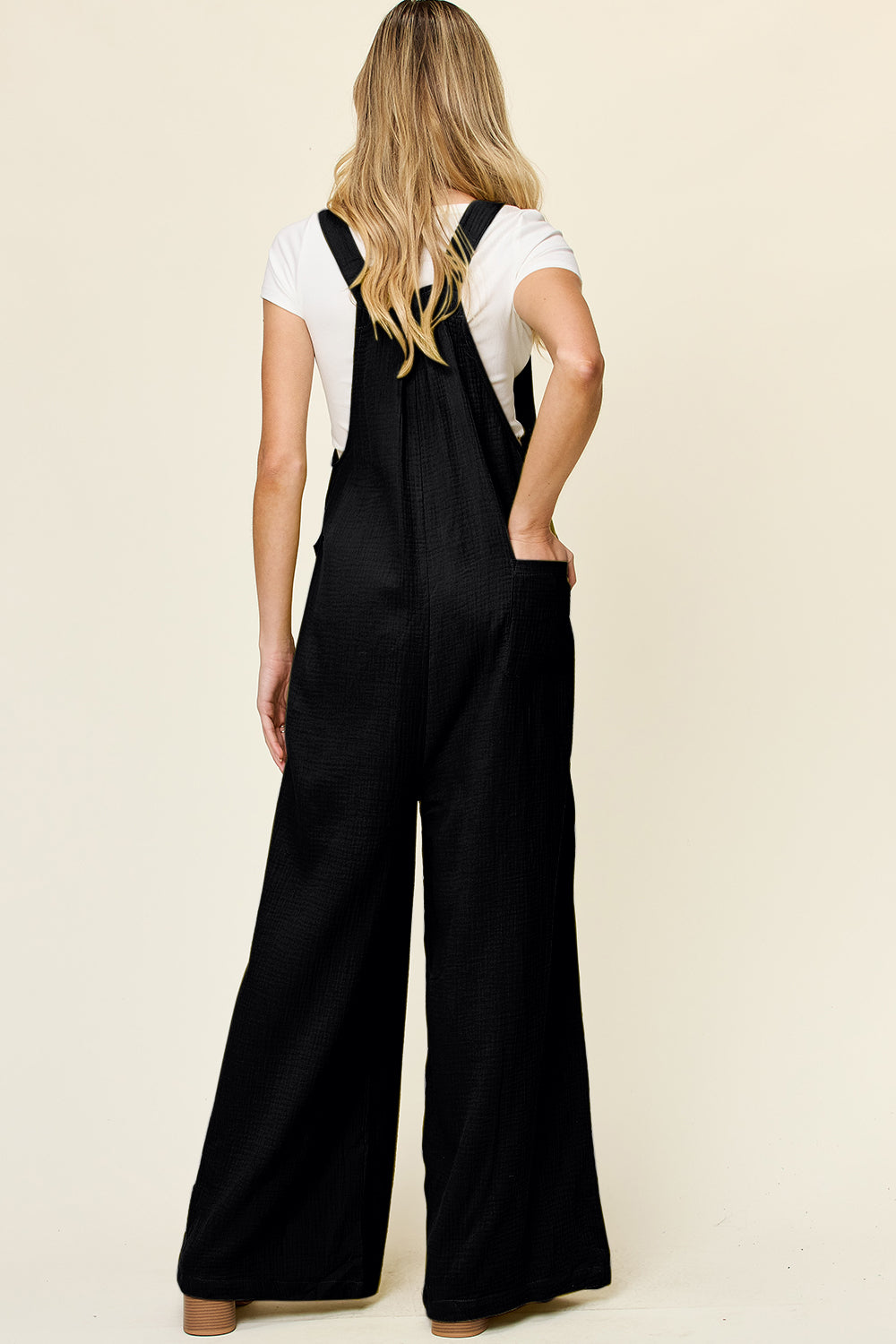 Buy Full Size Texture Wide Strap Wide Leg Overall by Faz