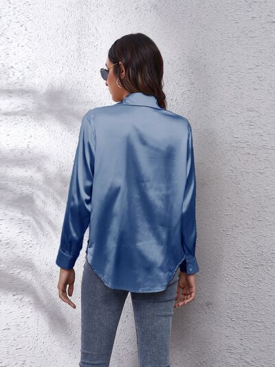 Buy Button Up Collared Neck Long Sleeve Shirt by B&S