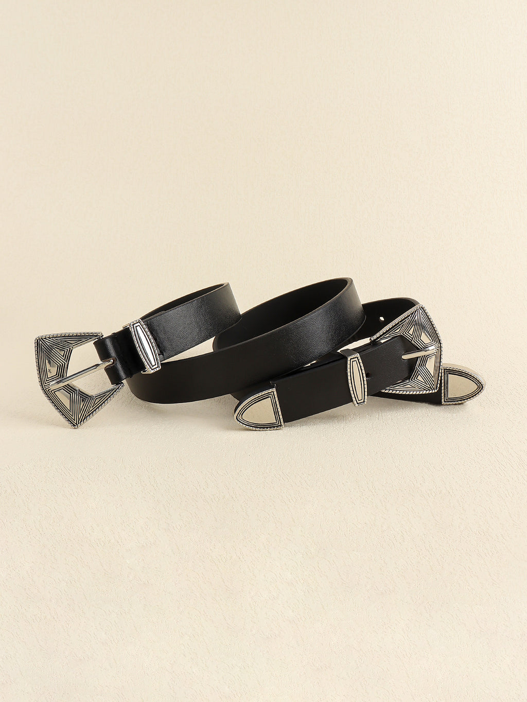 Buy Double Buckle PU Leather Belt by Faz
