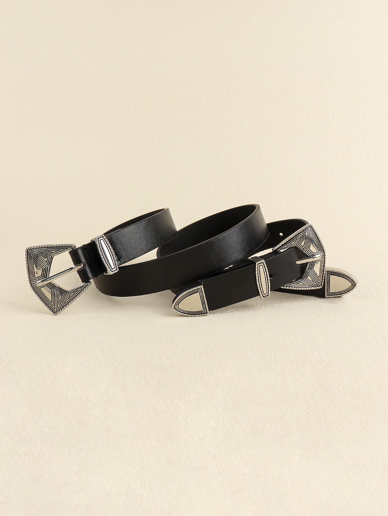 Buy Double Buckle PU Leather Belt by Faz