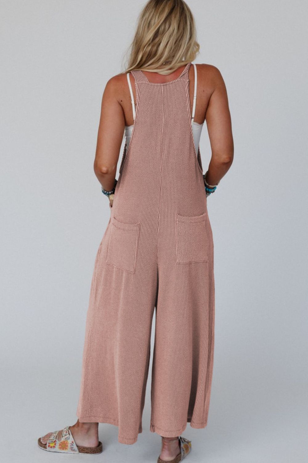 Buy Corded Adjustable Straps Wide Leg Loose Overalls by Faz