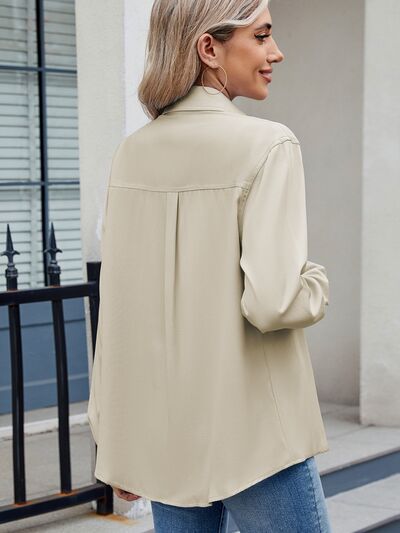 Buy Solid Color Collared Neck Long Sleeve Shirt by Manny