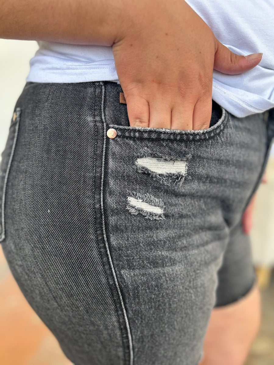 Buy Full Size High Waist Rigid Magic Denim Shorts by Faz