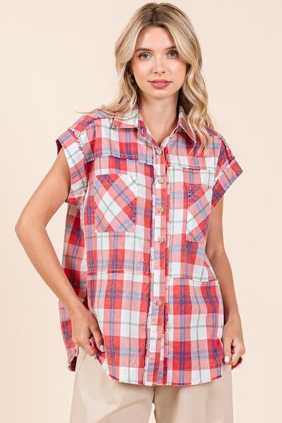 Buy Mineral Wash Plaid Button Down Shirt by Mittoshop