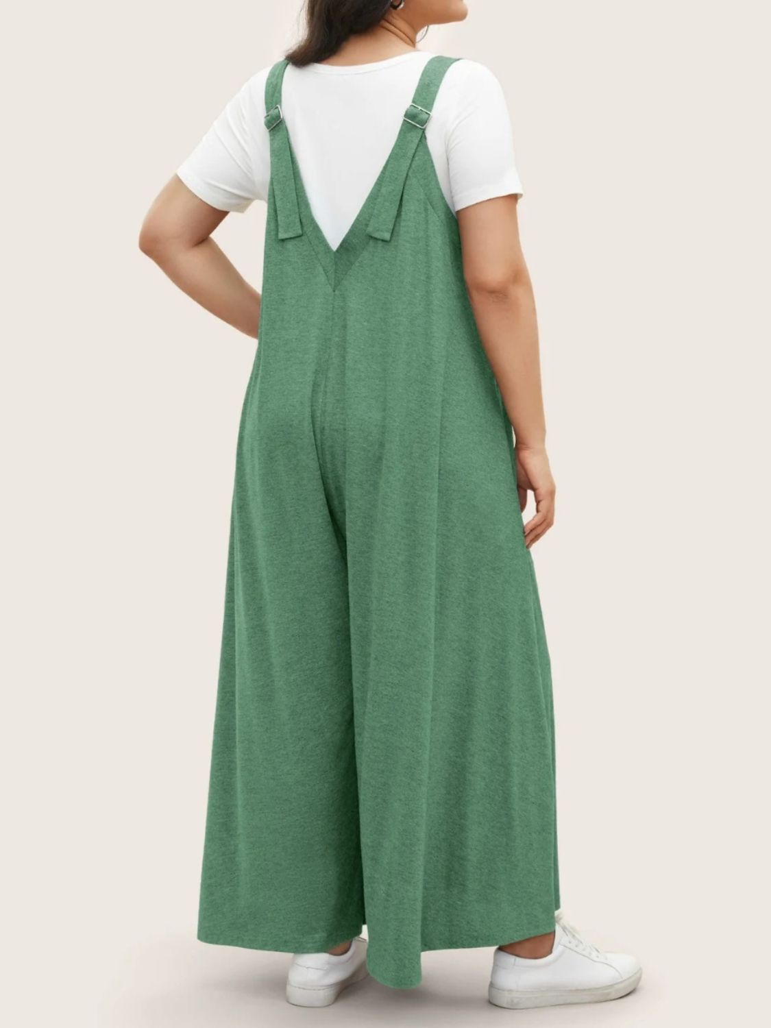 Buy Full Size Pocketed Wide Leg Overalls by Faz