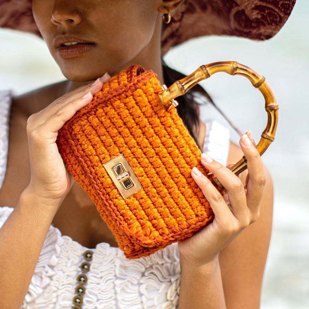 The Airmail Mini Crochet Handbag in Orange