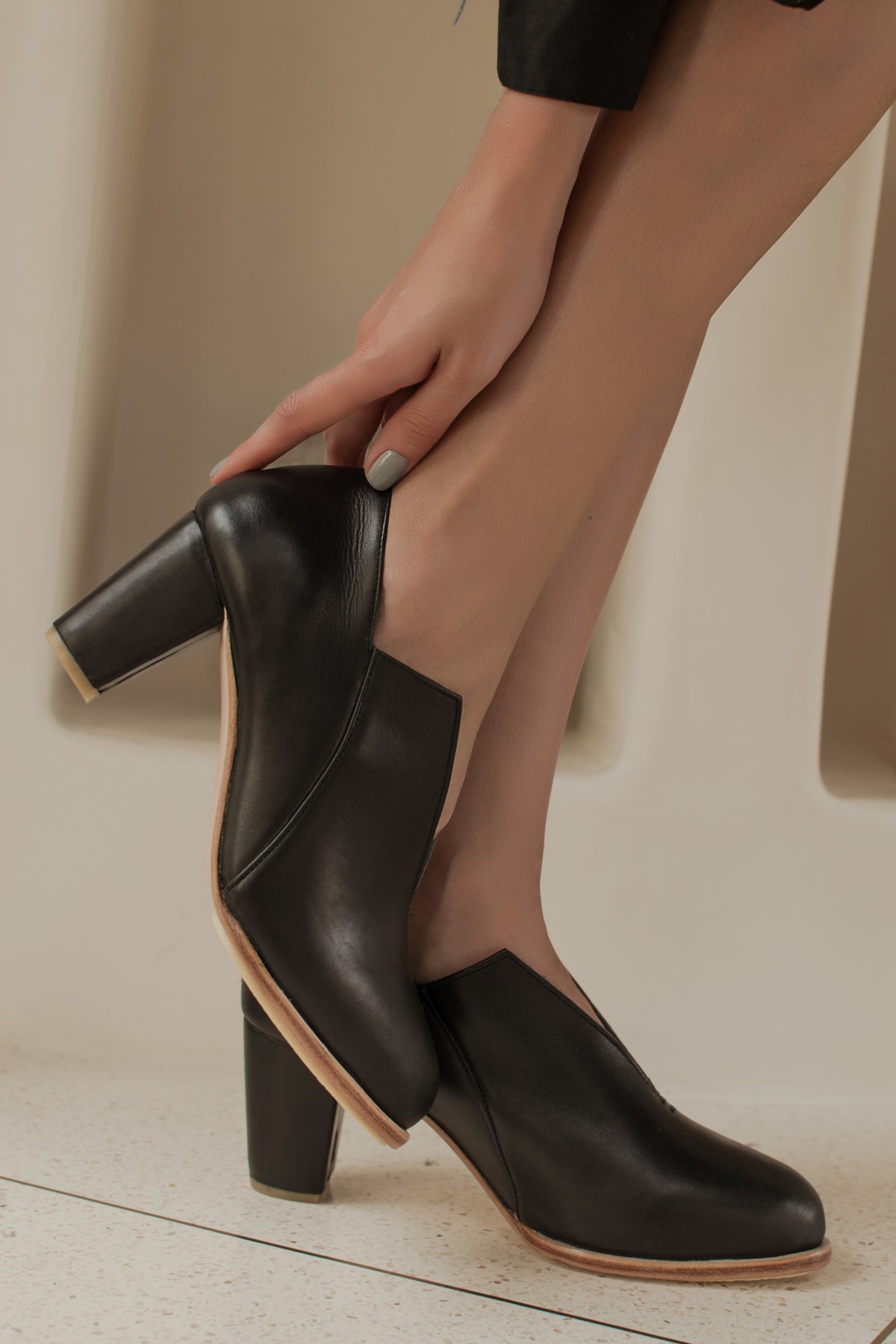 Ange Leather Heel Booties by ELF