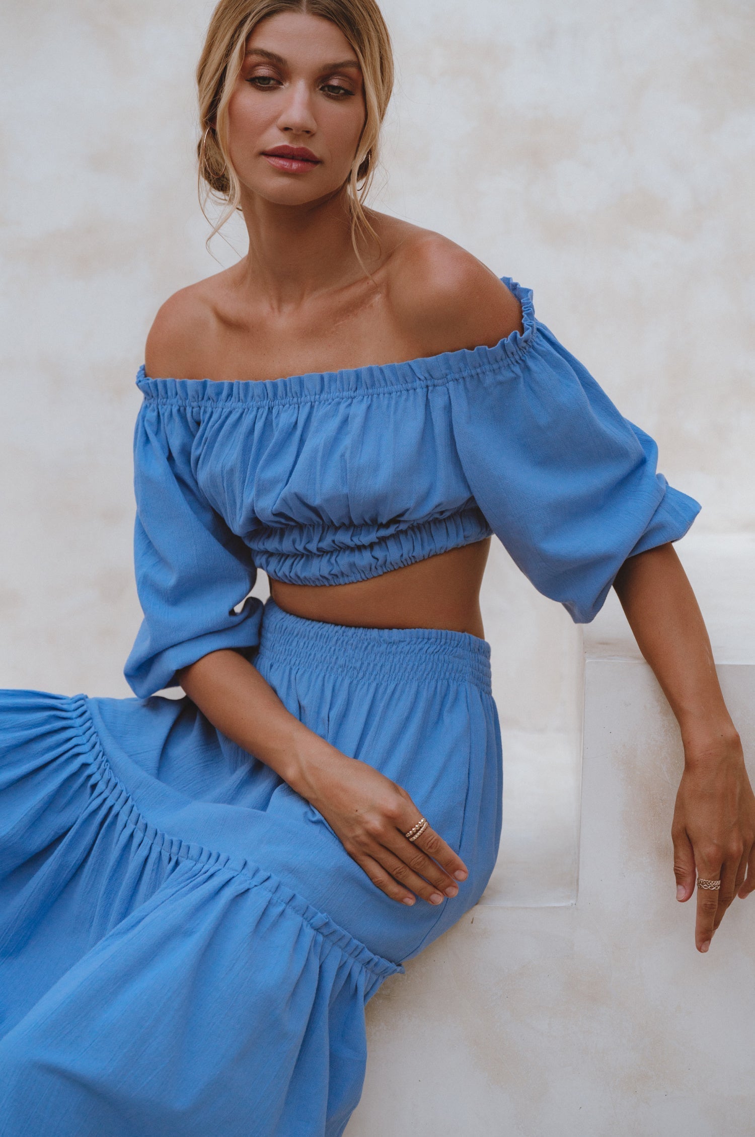 Buy Annabelle Linen Cropped Top by Bali ELF