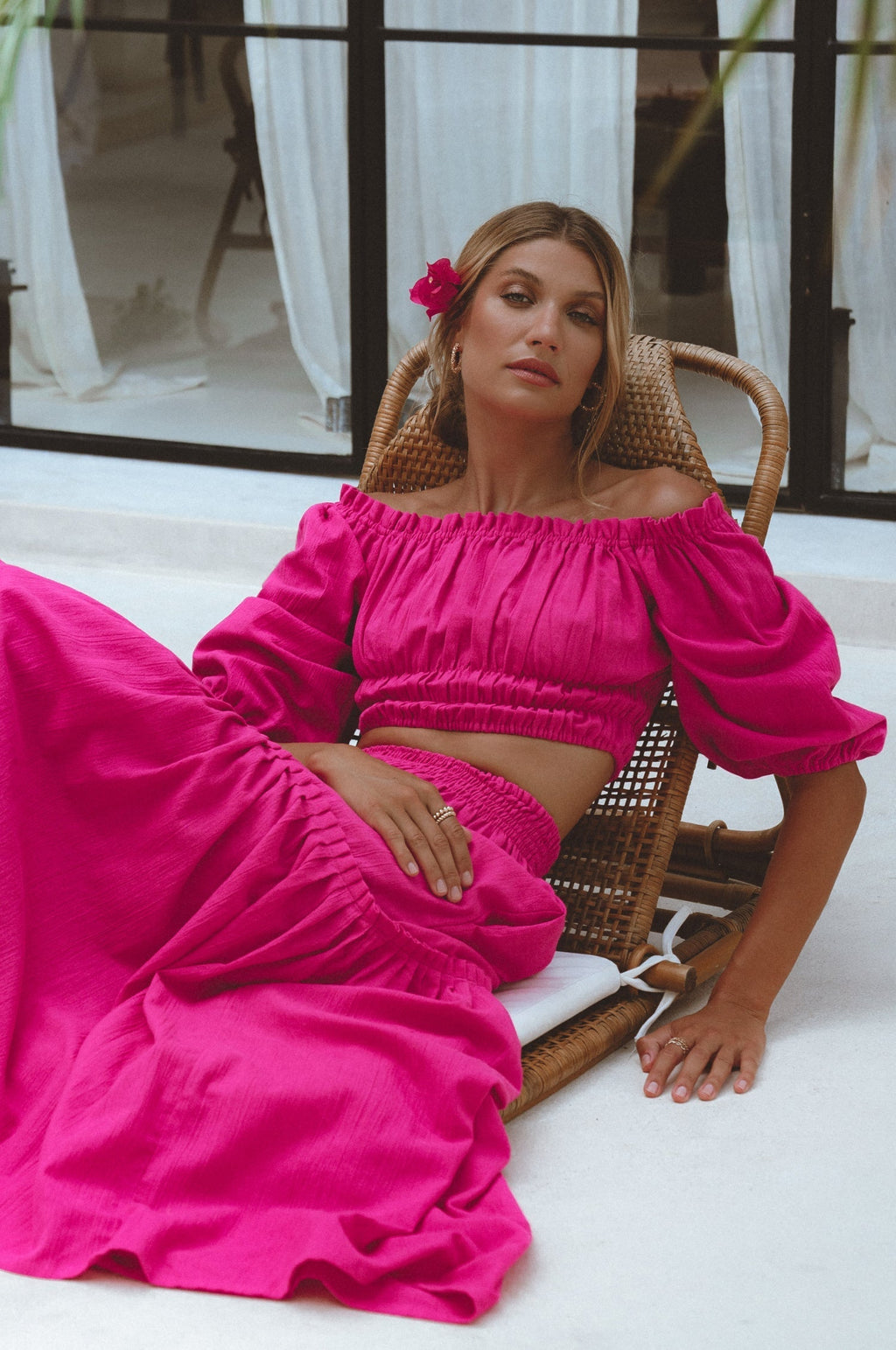 Buy Annabelle Linen Cropped Top by Bali ELF