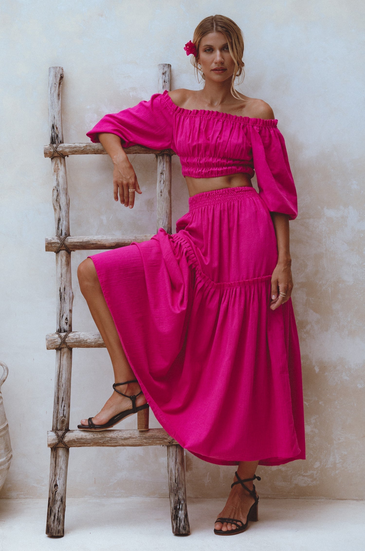 Buy Annabelle Linen Cropped Top by Bali ELF