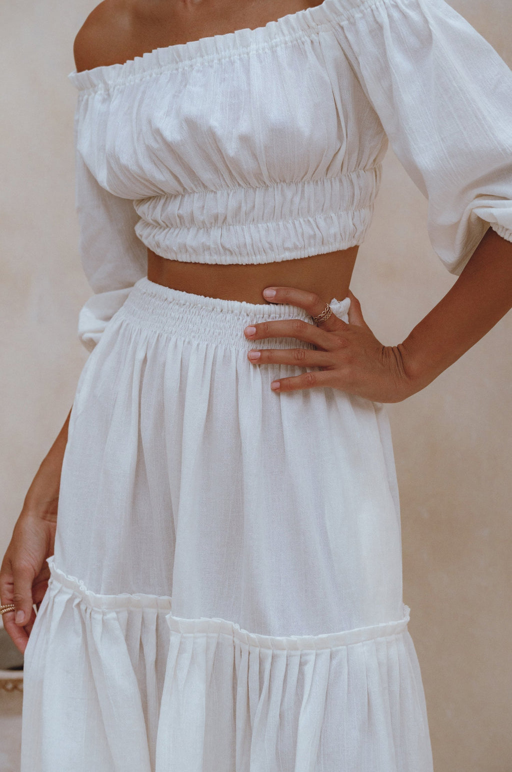 Buy Annabelle Linen Cropped Top by Bali ELF