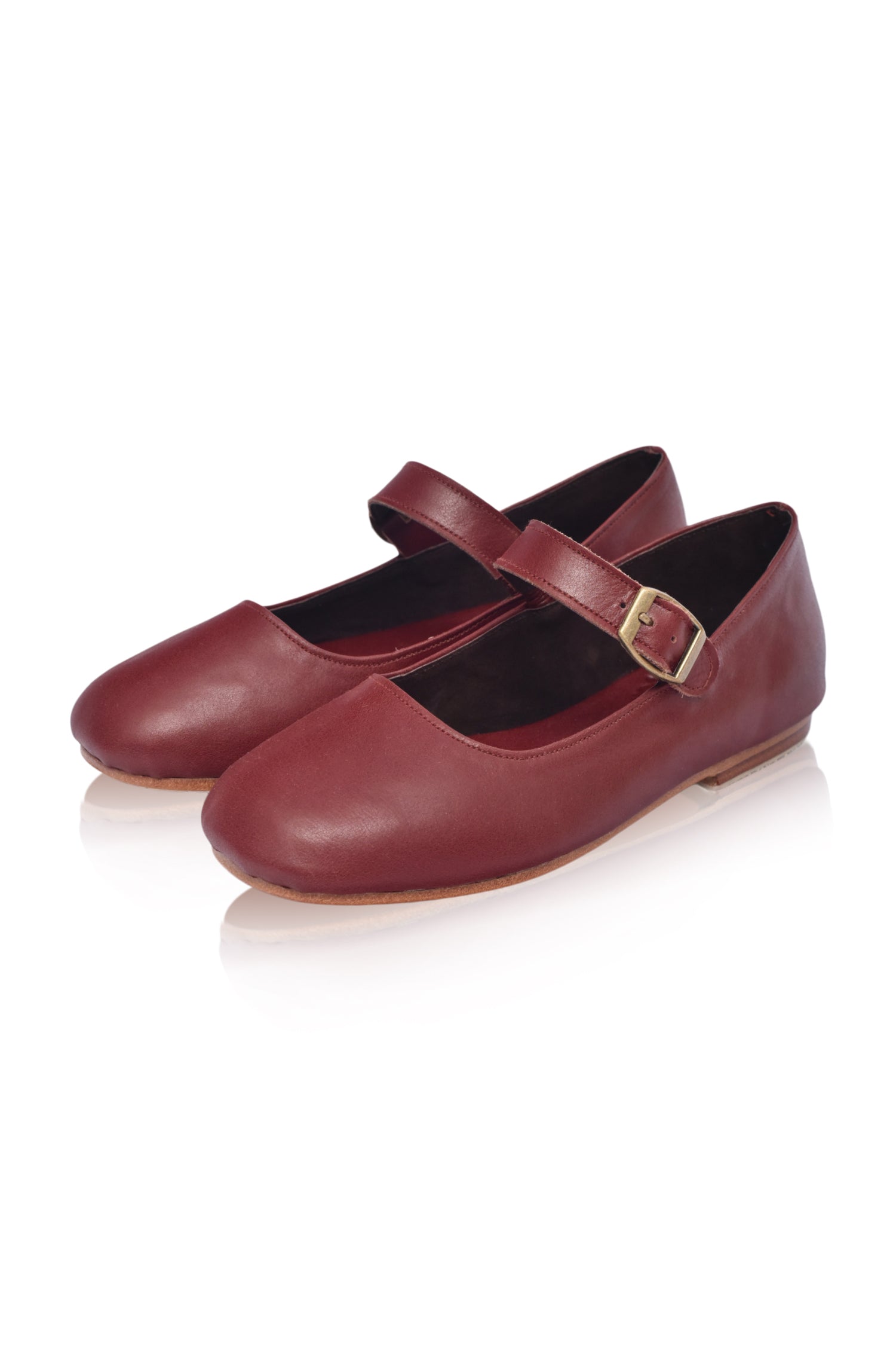 Buy Belle Rose Round Toe Leather Flats by Bali ELF