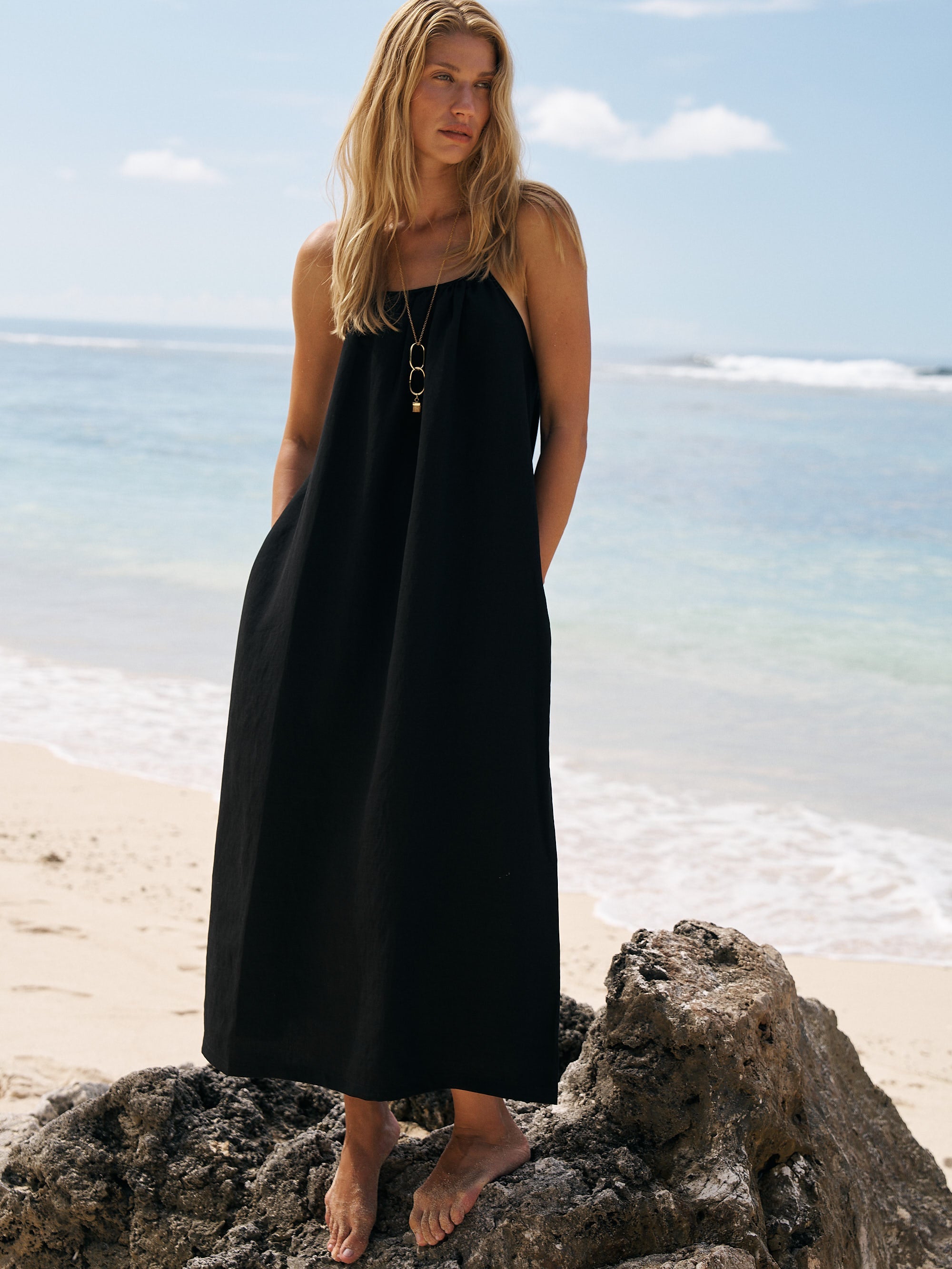 Buy Bliss Flow Maxi Dress - Black by The Handloom