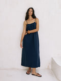 Buy Bliss Flow Maxi Dress - Navy by The Handloom