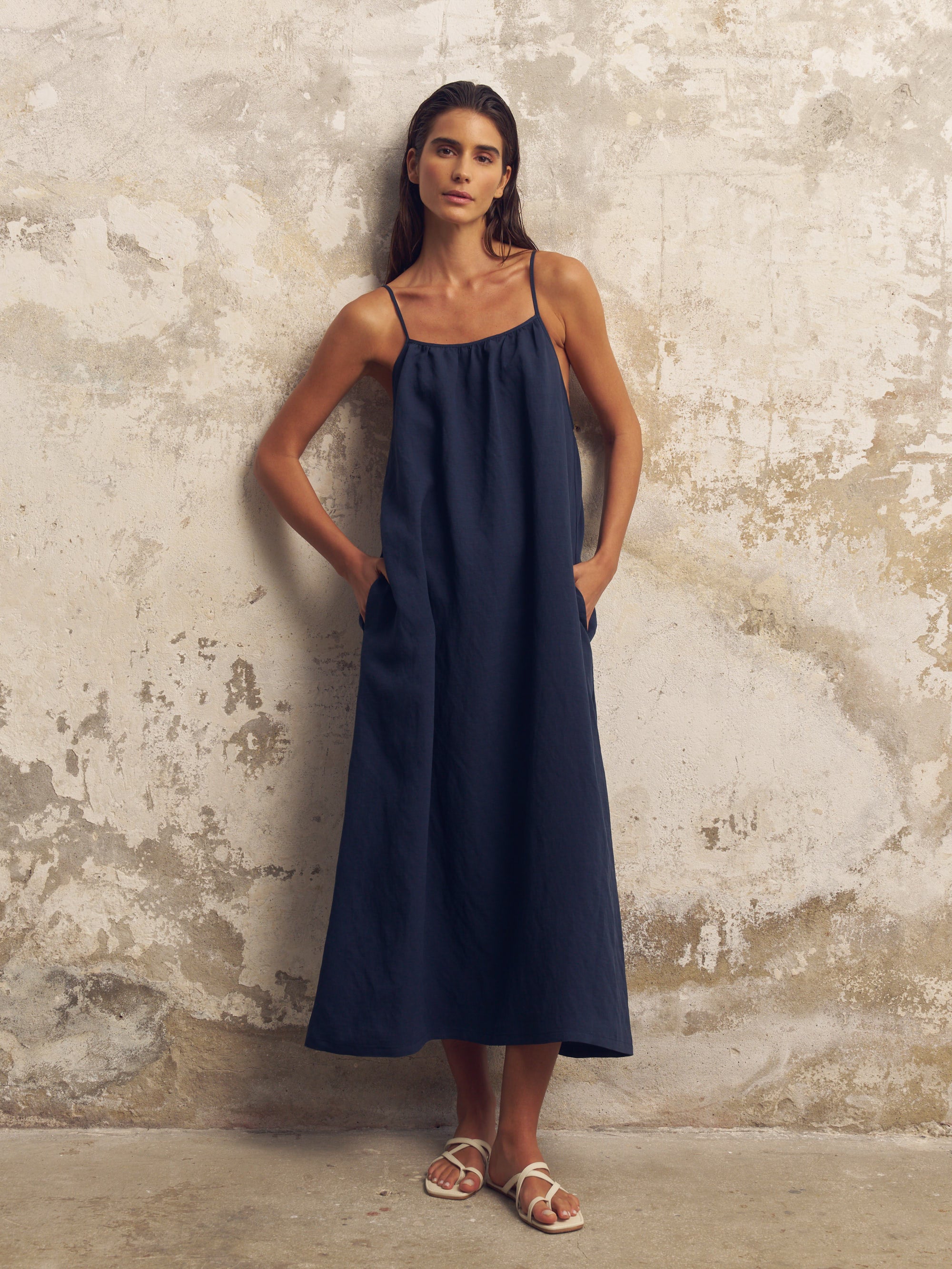 Buy Bliss Flow Maxi Dress - Navy by The Handloom