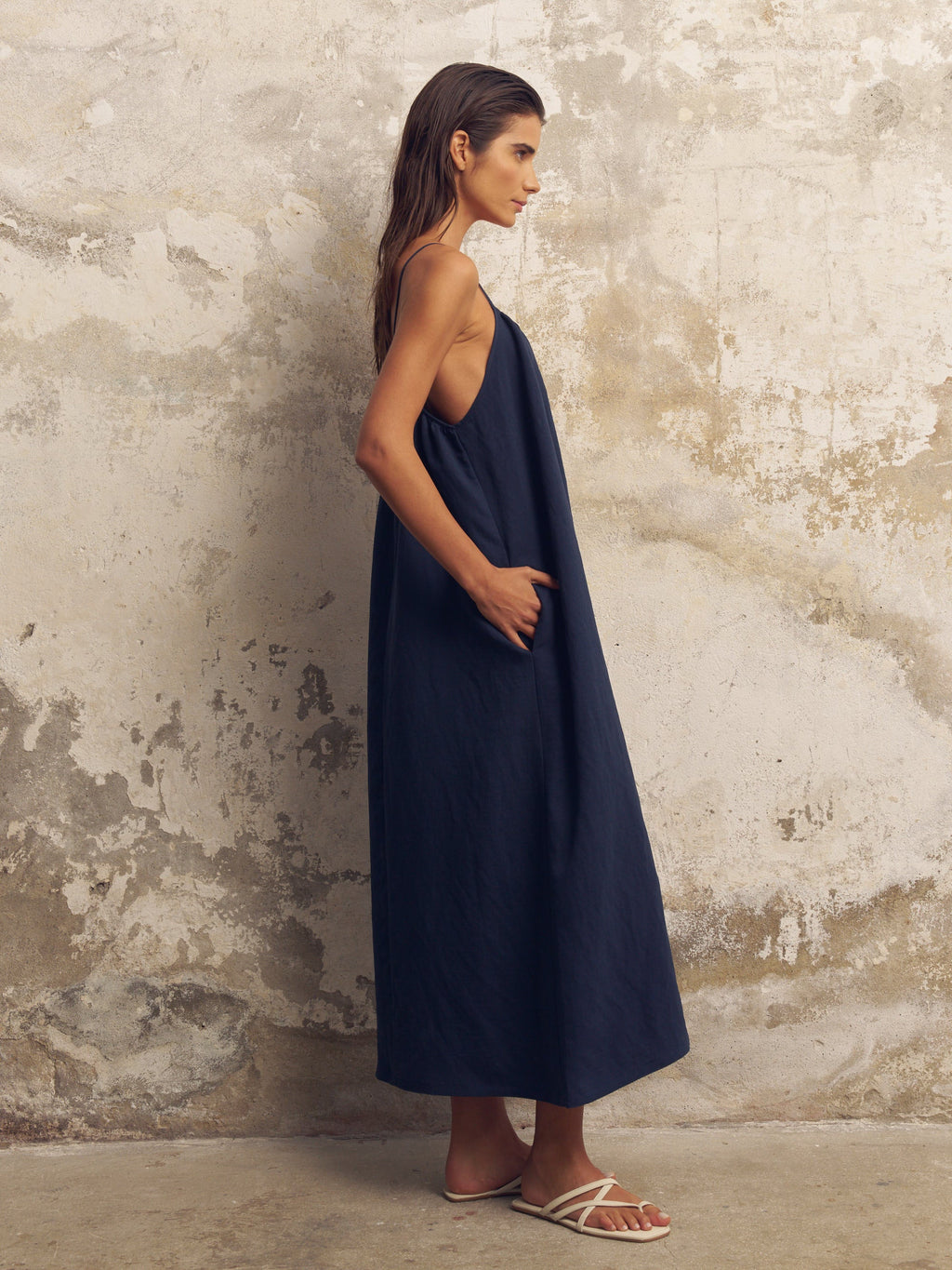 Buy Bliss Flow Maxi Dress - Navy by The Handloom