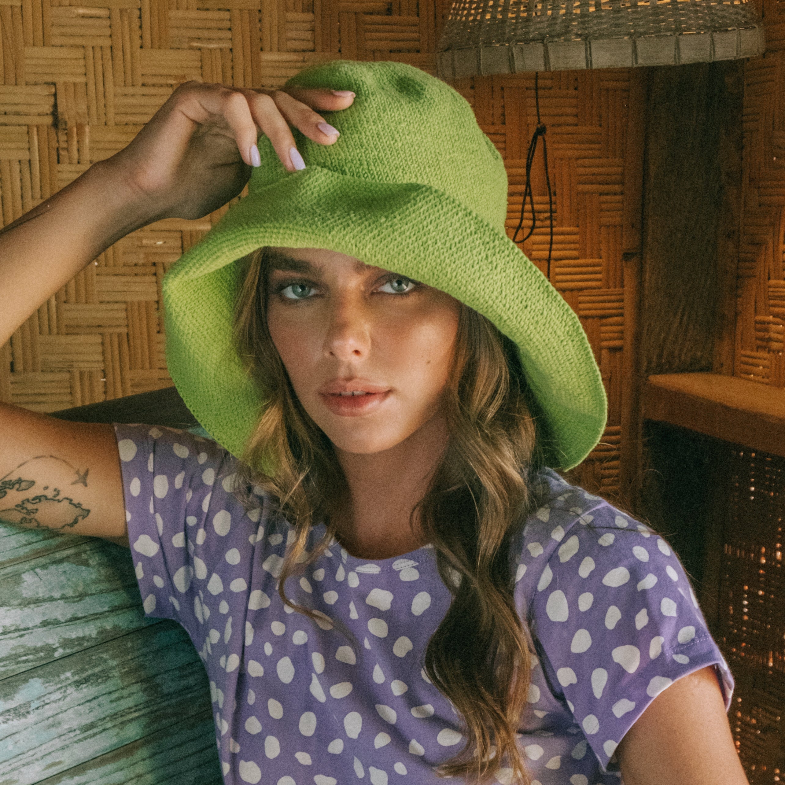 BLOOM Crochet Sun Hat in Lime Green