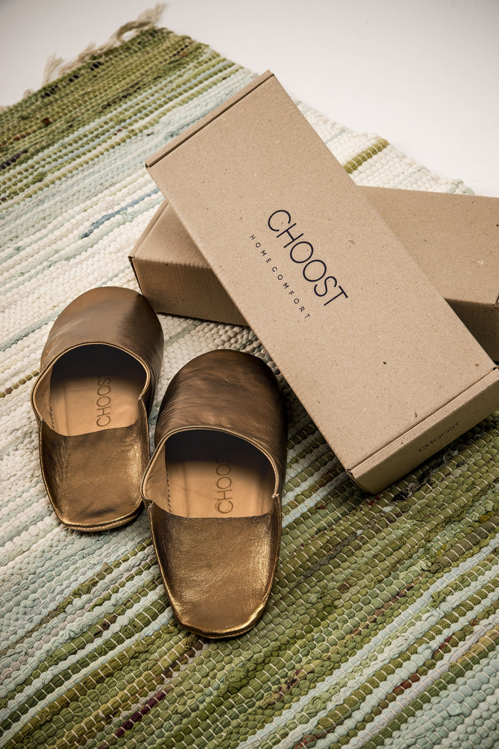 Buy Bronze Glamour - Leather Slippers by Choost