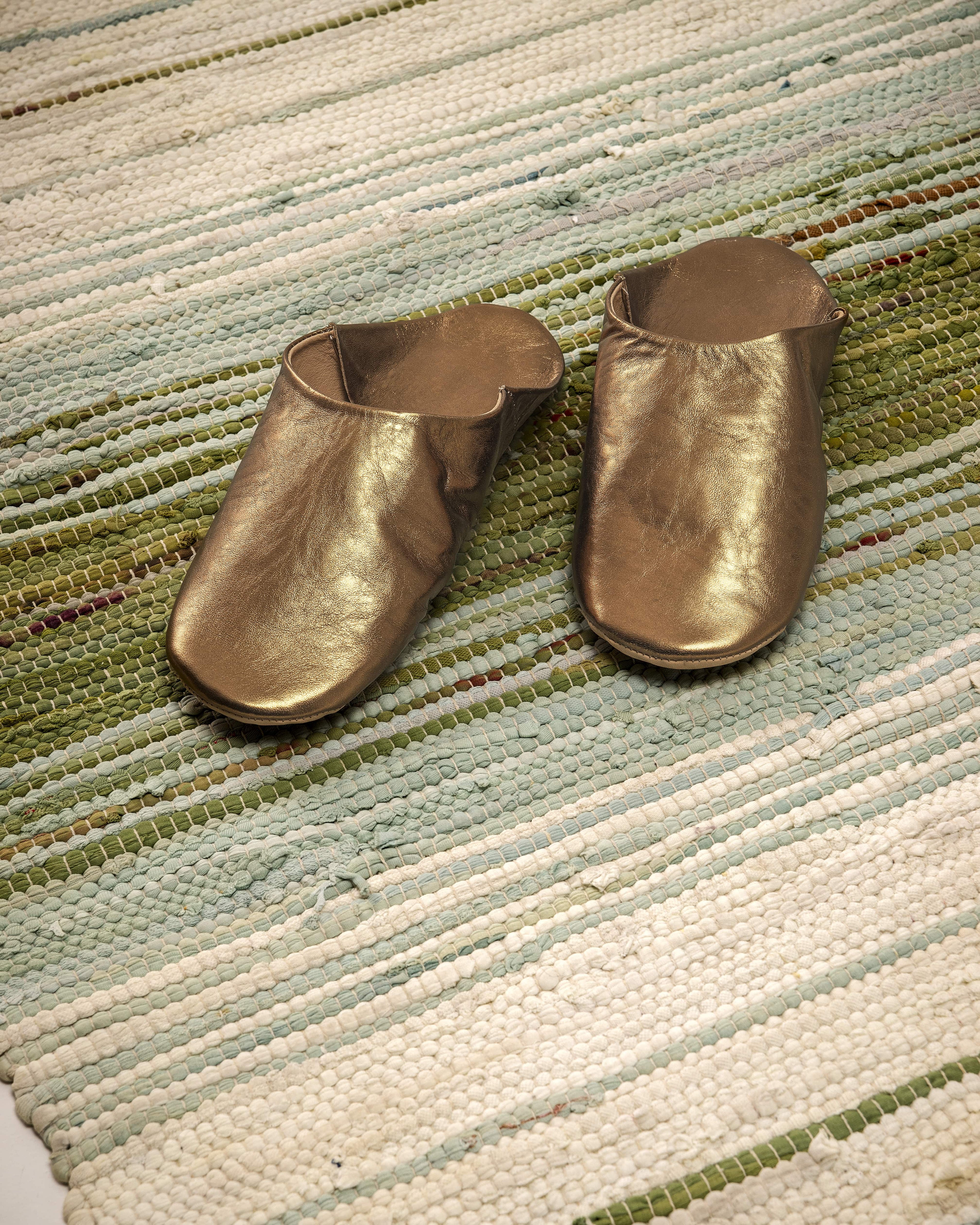 Buy Bronze Glamour - Leather Slippers by Choost