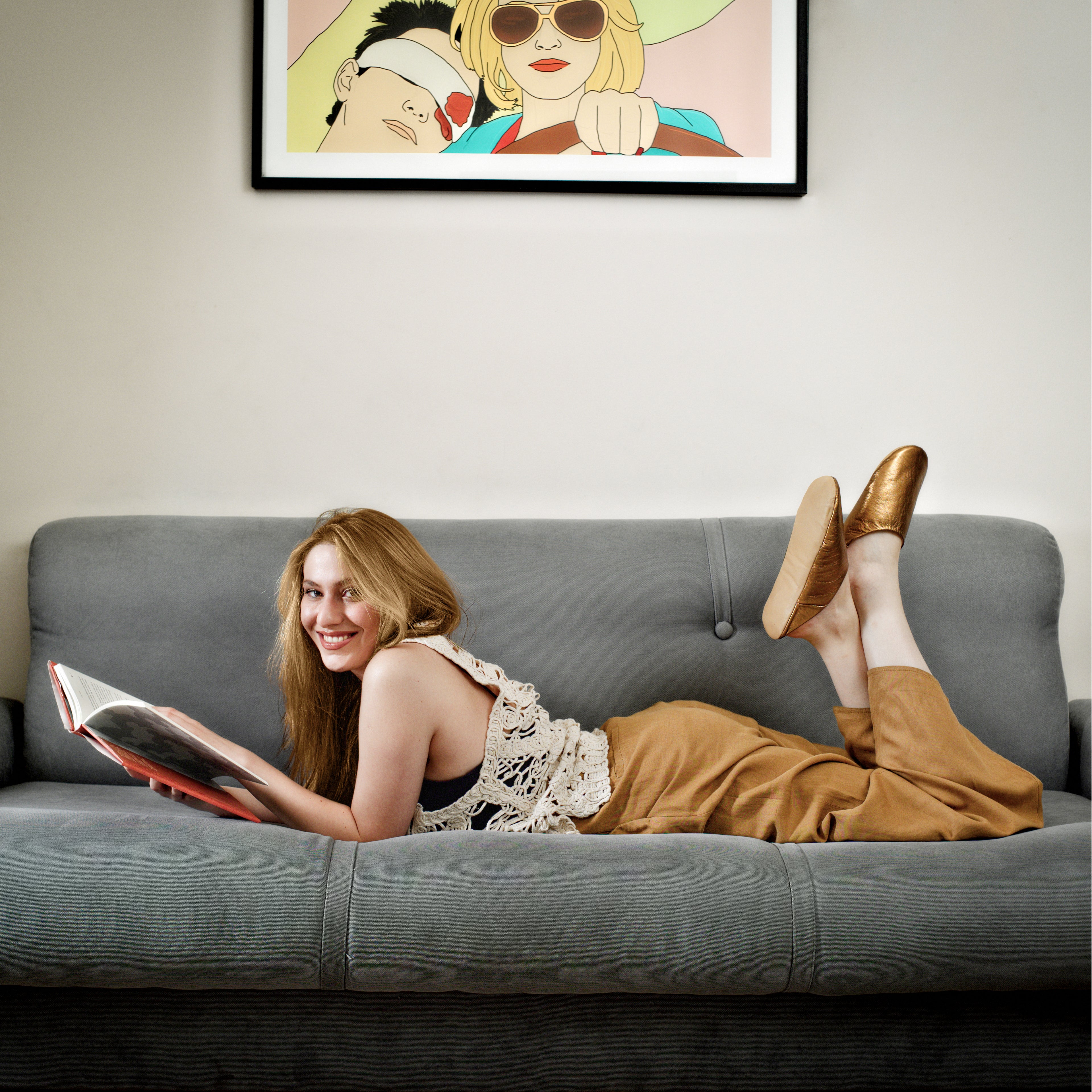 Buy Bronze Glamour - Leather Slippers by Choost