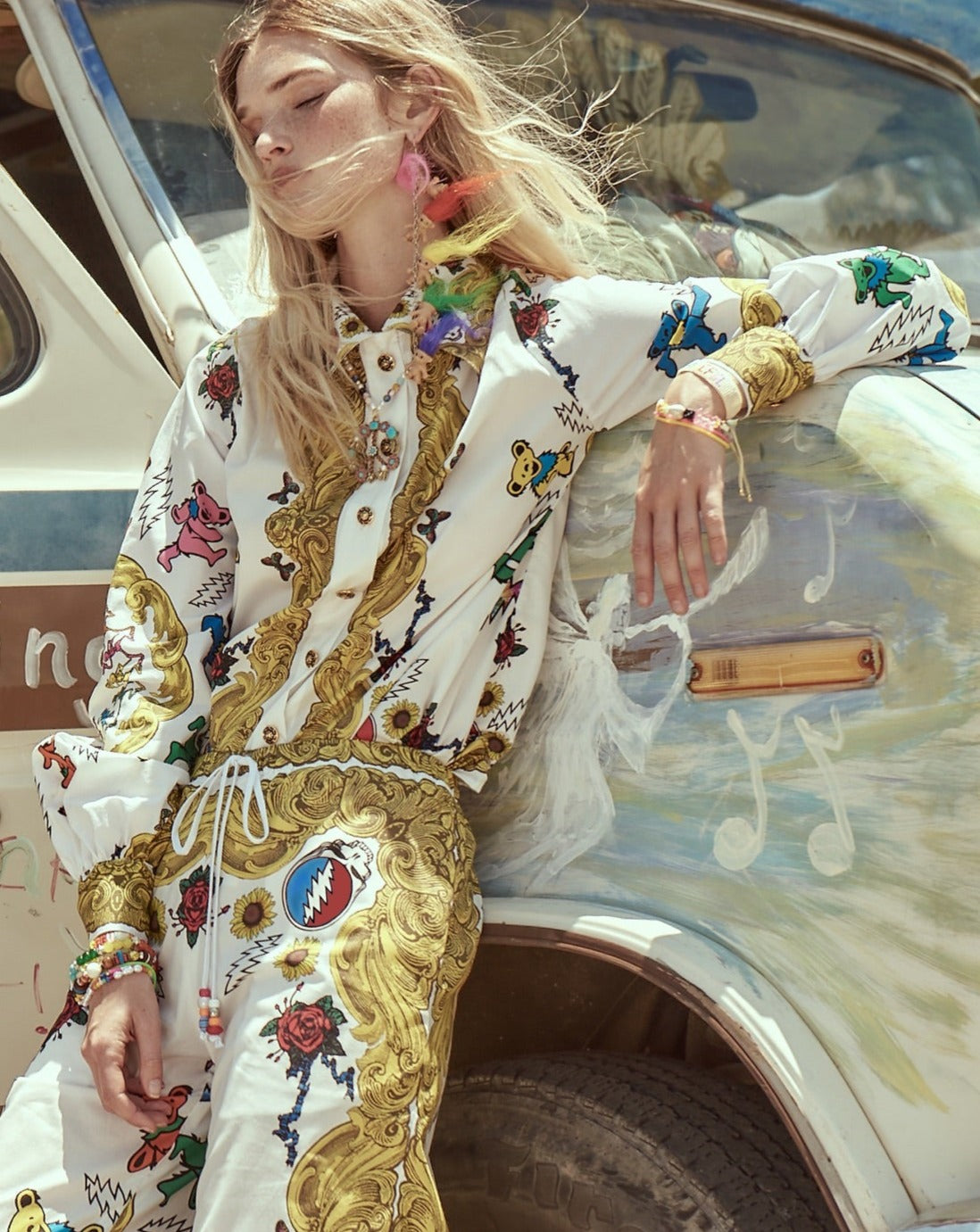 Buy Grateful Dead Fabulous Button Down Scarf Blouse by Meghan Fabulous