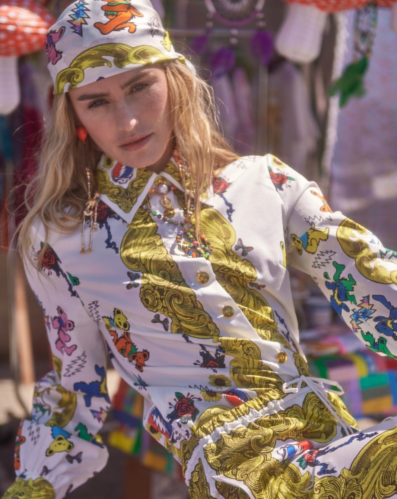 Buy Grateful Dead Fabulous Button Down Scarf Blouse by Meghan Fabulous