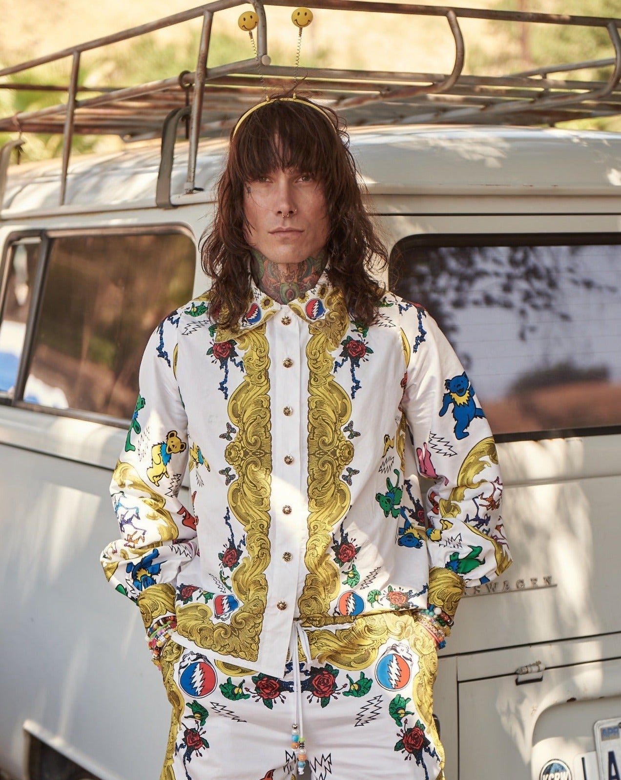 Buy Grateful Dead Fabulous Button Down Scarf Blouse by Meghan Fabulous