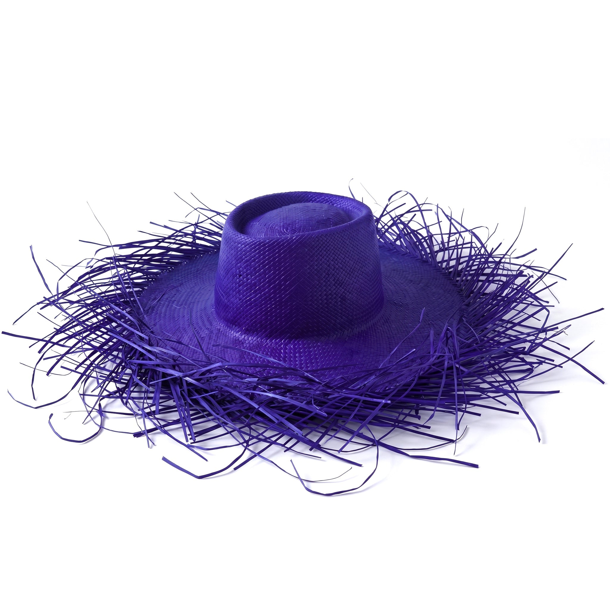 The Catalina Frayed Straw Sun Hat in Azure Blue