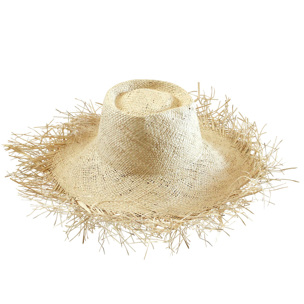 CATALINA Frayed Straw Hat in Nude