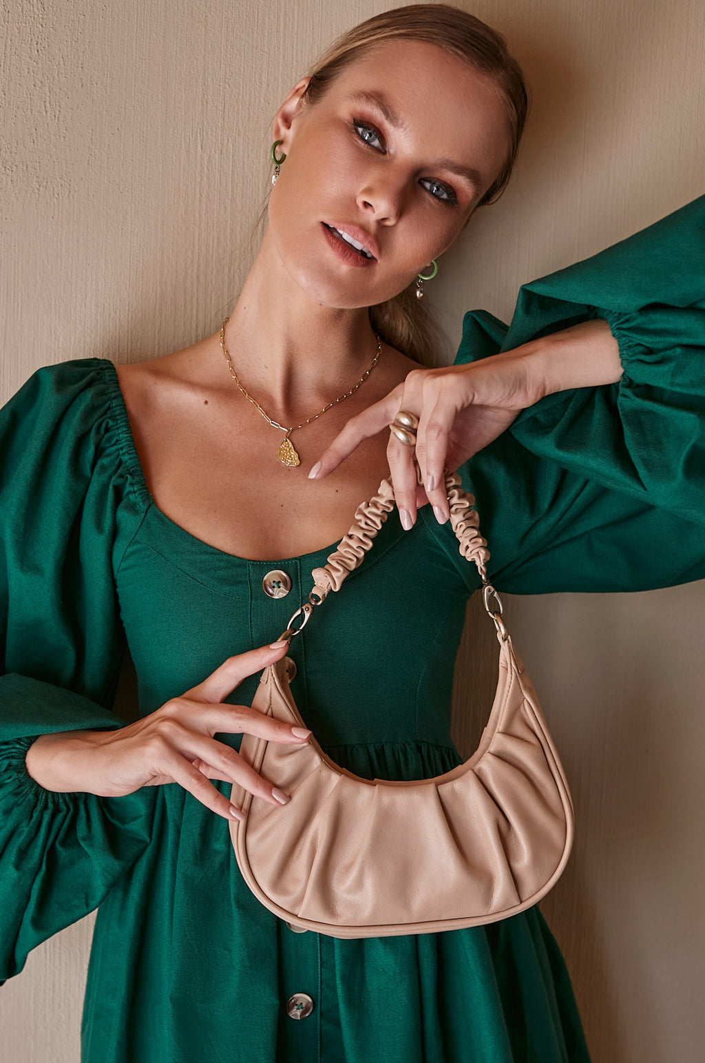 Buy Camille Ruched Leather Bag by Bali ELF