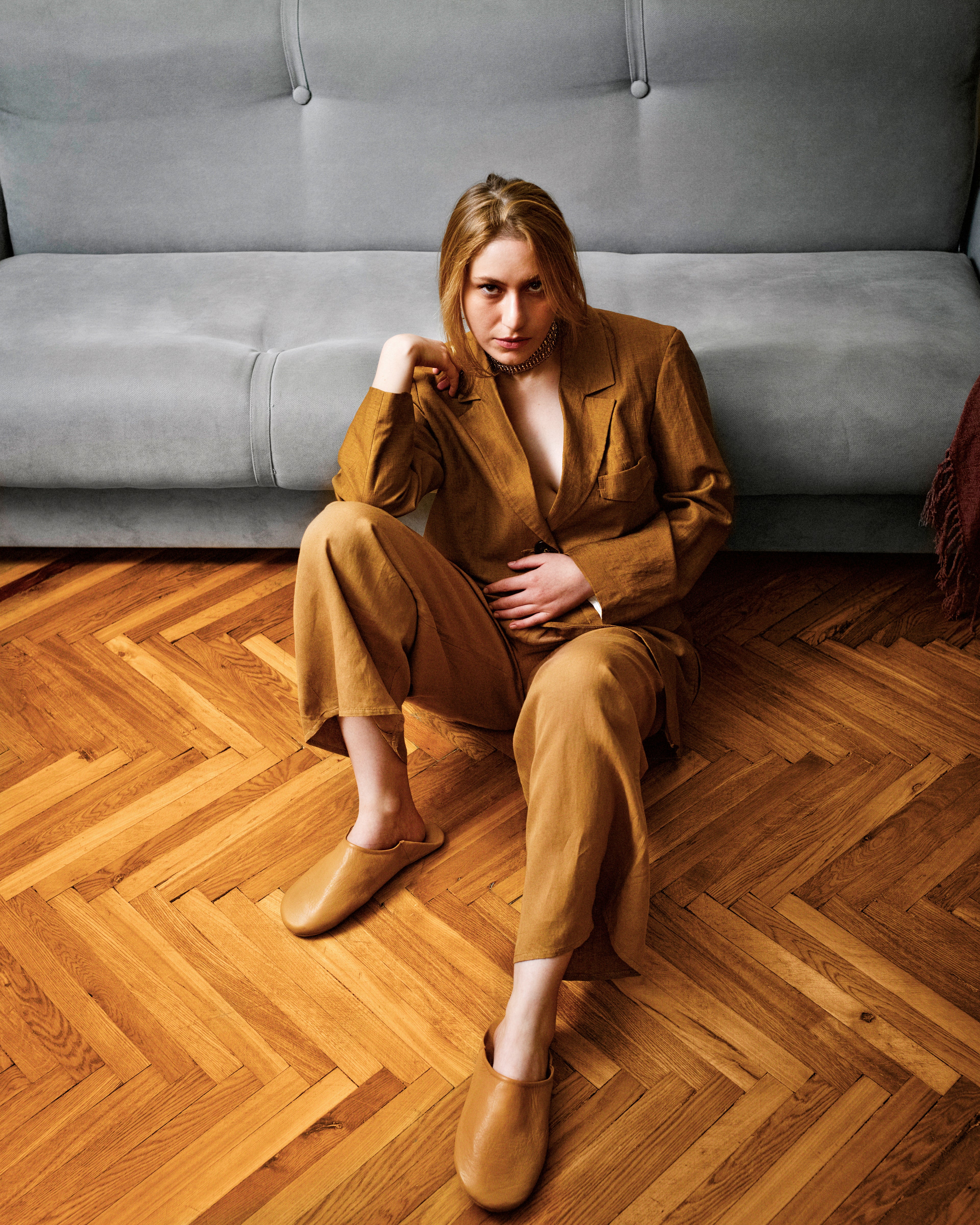 Buy Caramel Brew - Leather Slippers by Choost