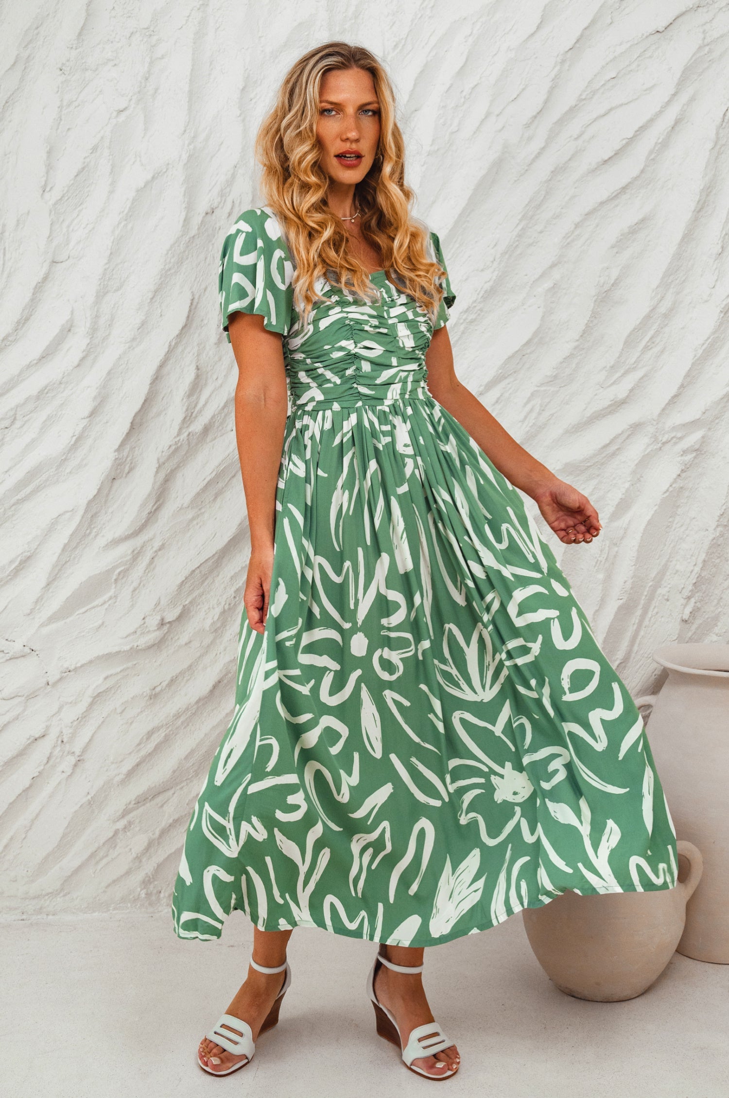 Buy Clemente Gathered Midi Dress by ELF