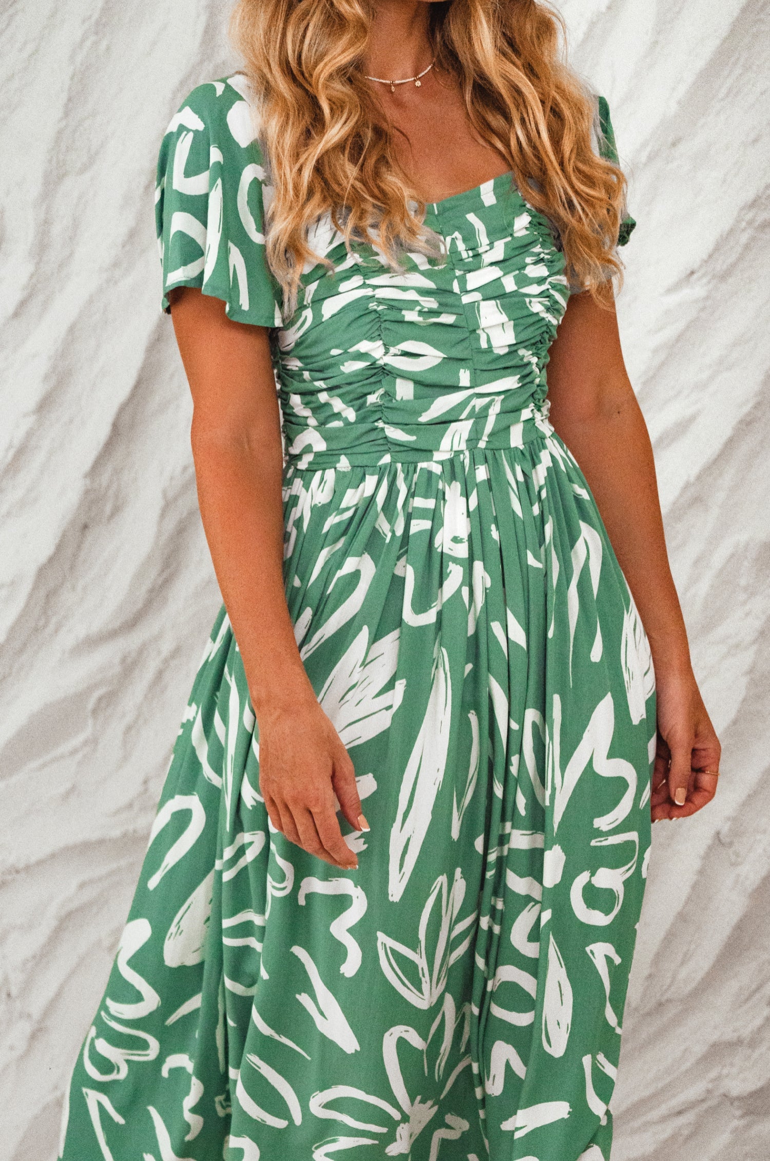 Buy Clemente Gathered Midi Dress by Bali ELF