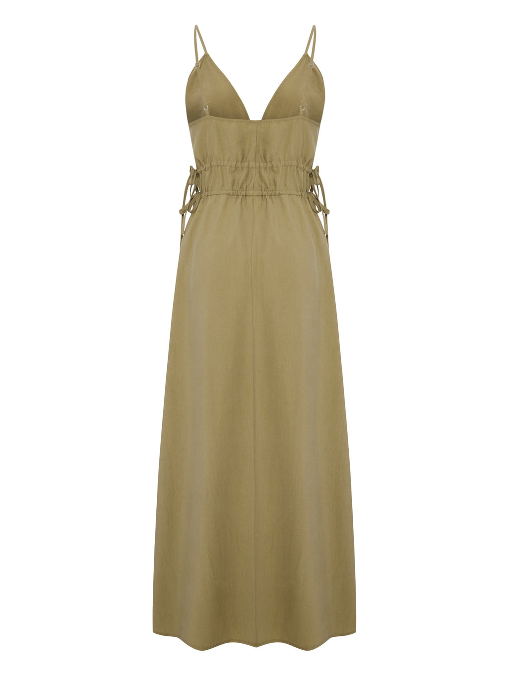 Buy Sofia Ties Maxi Dress - Khaki Green by The Handloom