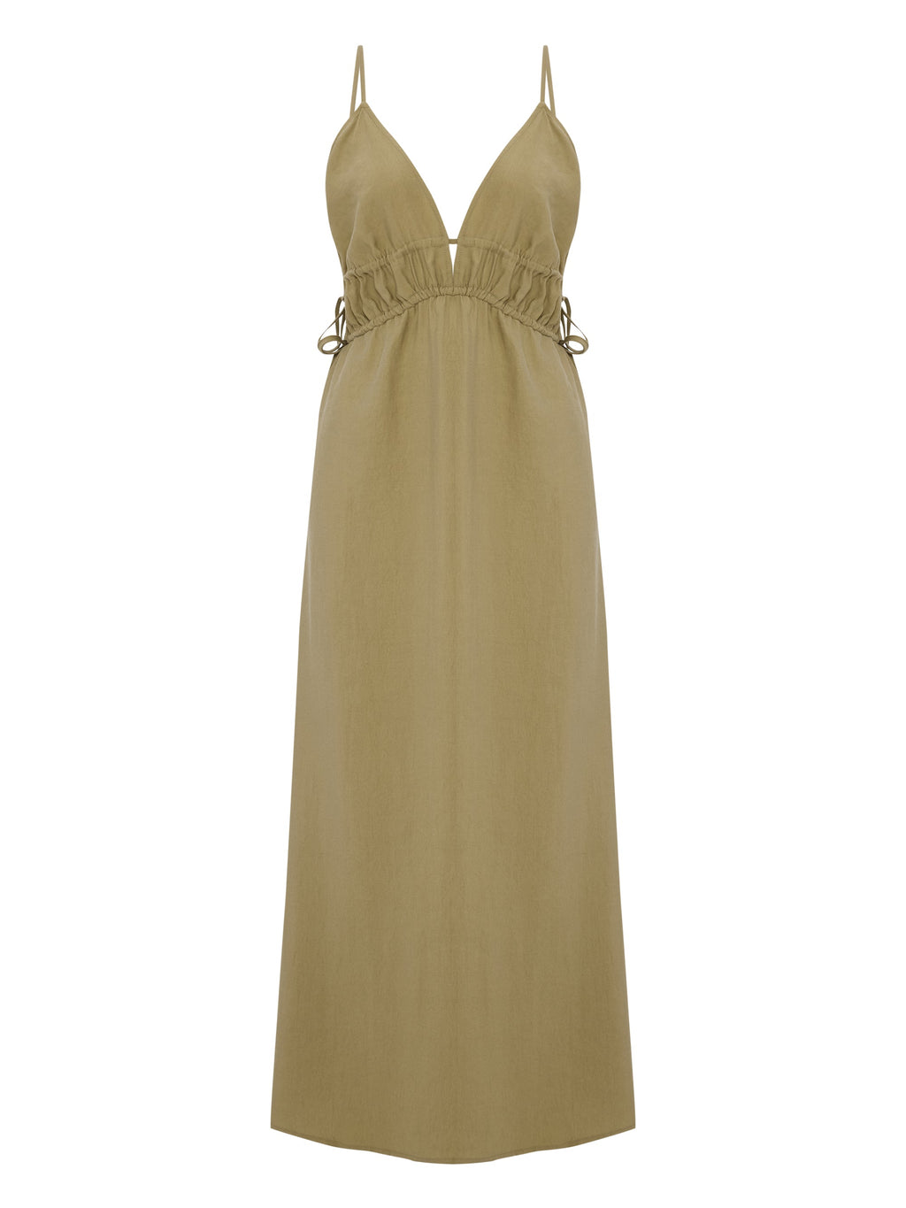 Buy Sofia Ties Maxi Dress - Khaki Green by The Handloom
