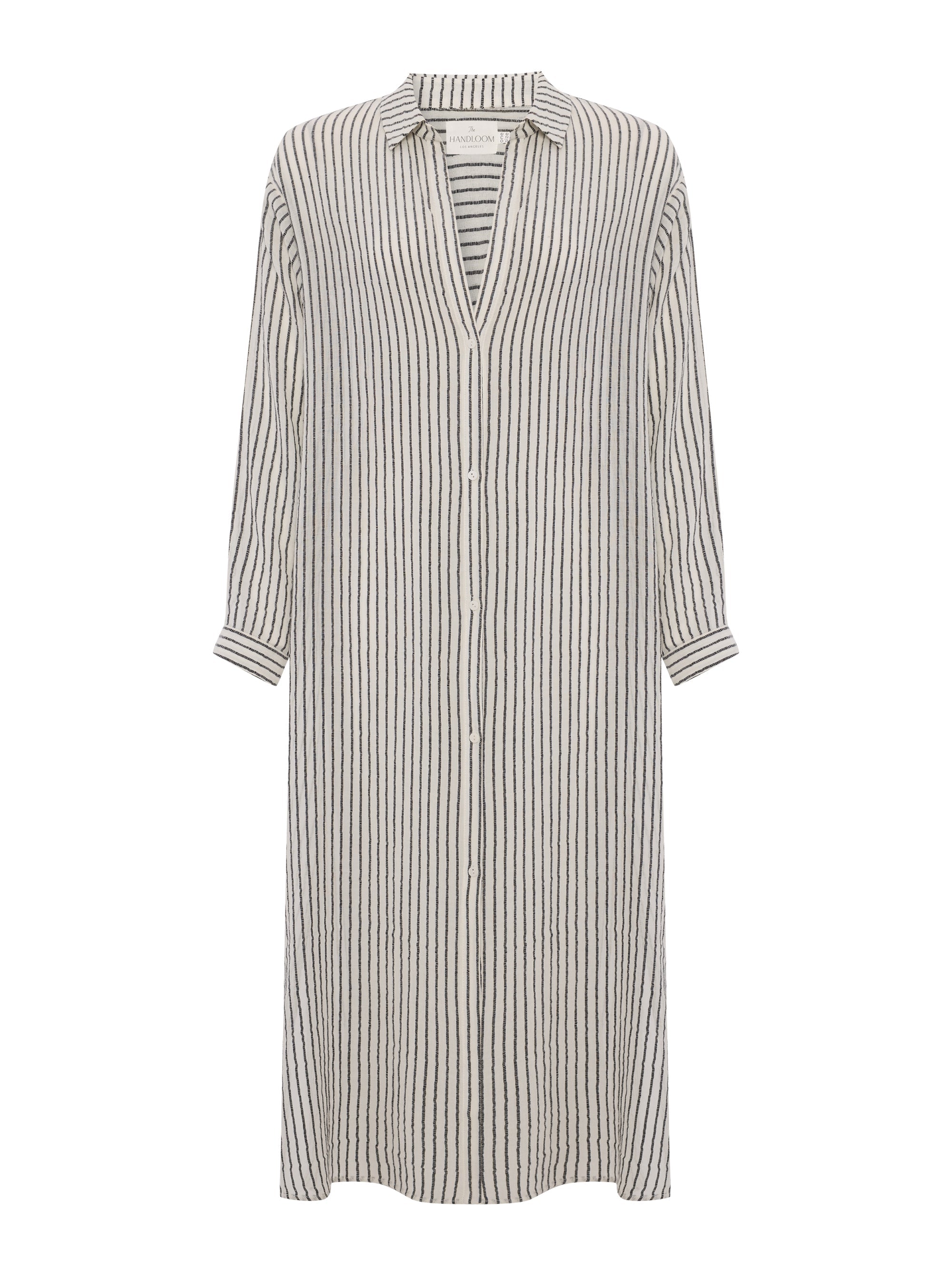 Buy Voyage Shirt Dress - Black Stripes by The Handloom