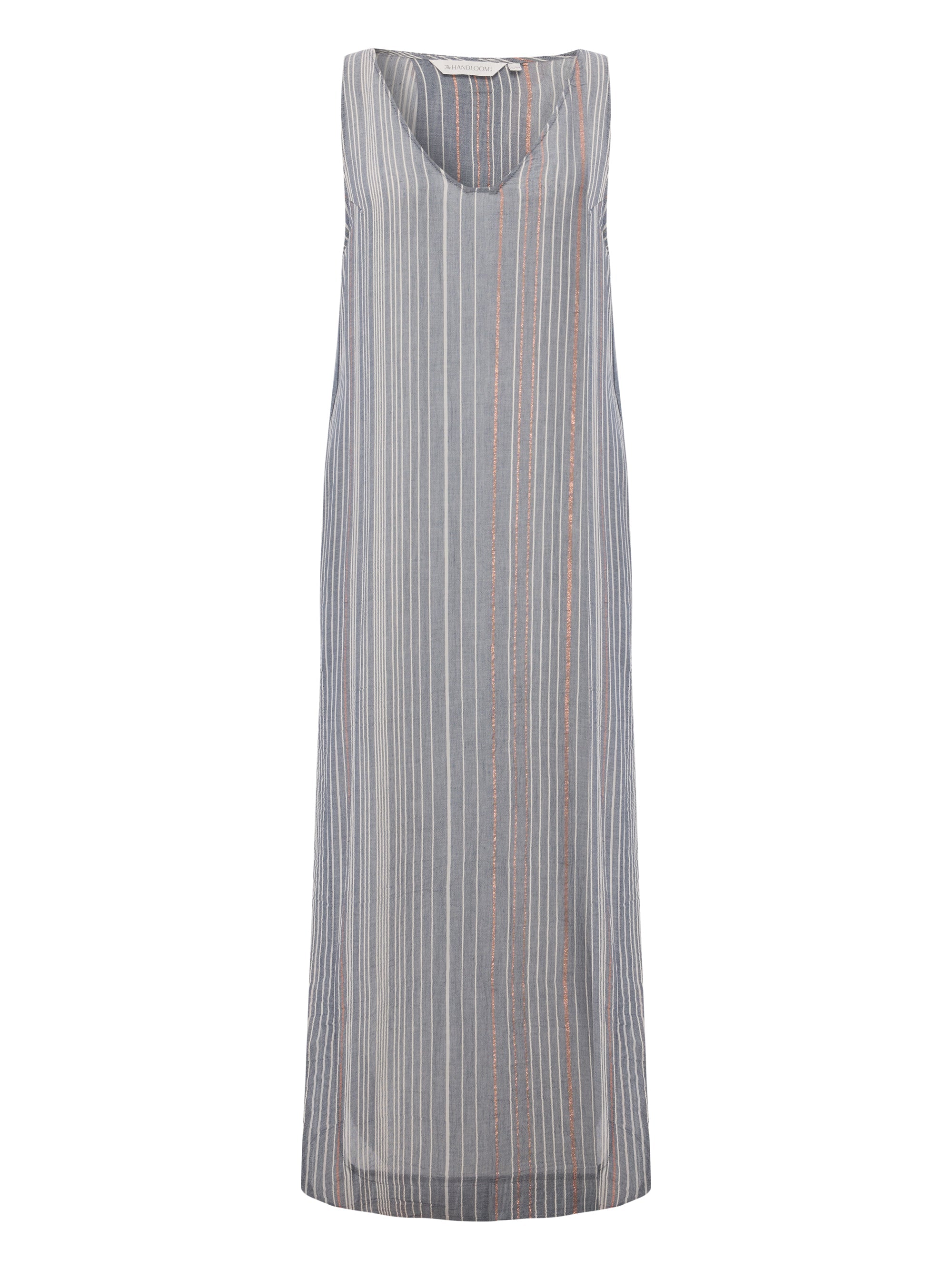 Buy Day Break Dress - Navy With Stripes by The Handloom