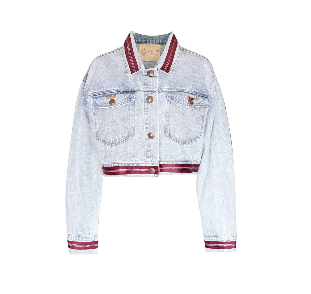 Buy Danielle Denim Jacket with Red Lining – Women’s Casual Style by Le Réussi®
