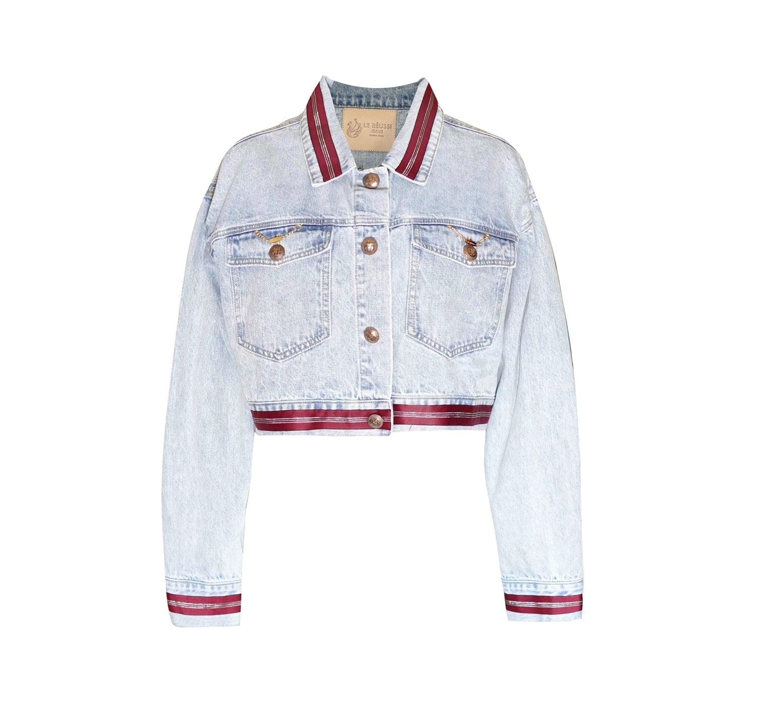 Buy Danielle Denim Jacket with Red Lining – Women’s Casual Style by Le Réussi®