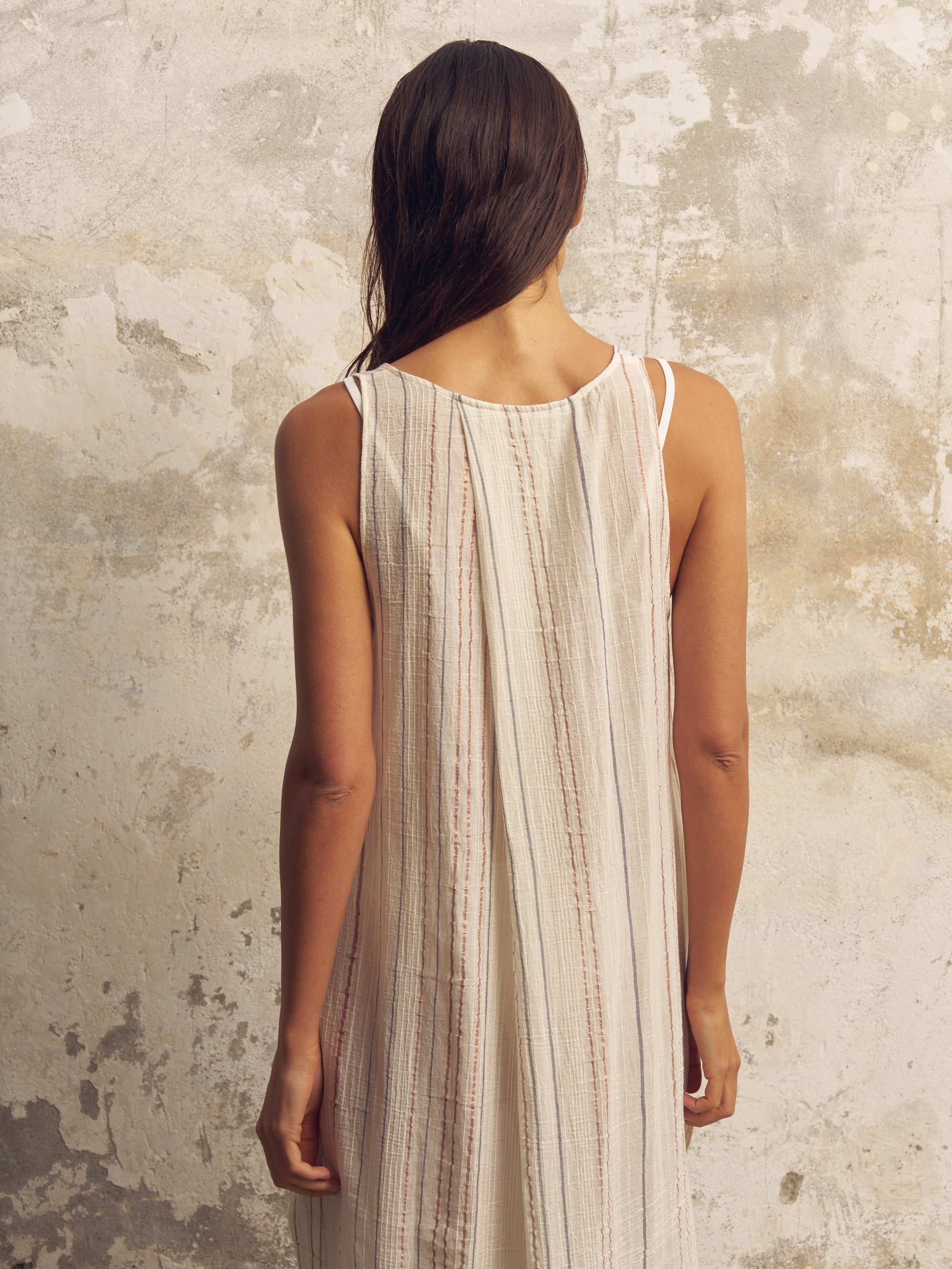 Buy Day Break Dress - Natural With Stripes by The Handloom