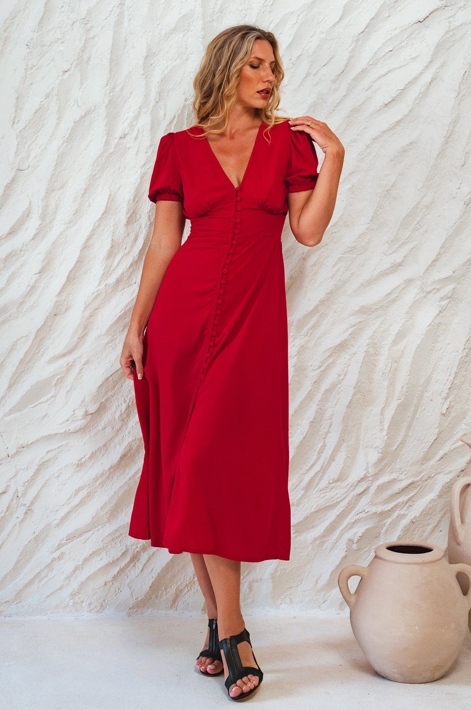 Buy Emilia Button Down Midi Dress by ELF