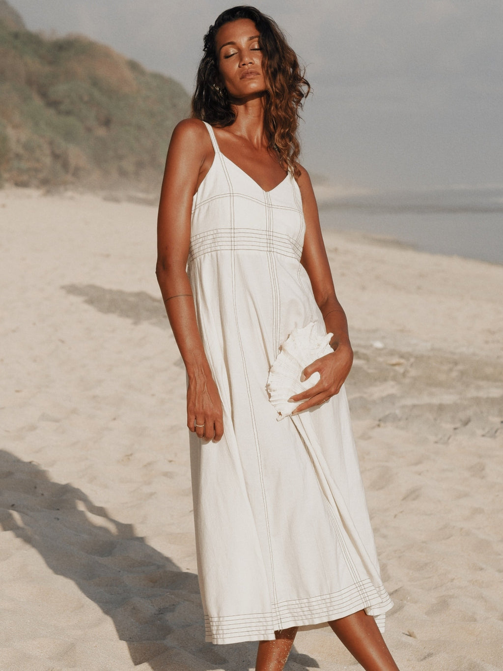 Buy Eva Maxi Dress - Natural by The Handloom