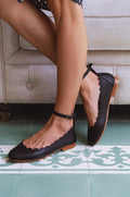 Buy Fleur Scalloped Leather Ballet Flats by Bali ELF