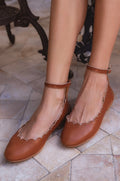 Buy Fleur Scalloped Leather Ballet Flats by Bali ELF