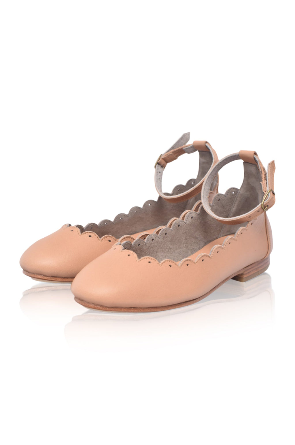 Buy Fleur Scalloped Leather Ballet Flats by Bali ELF